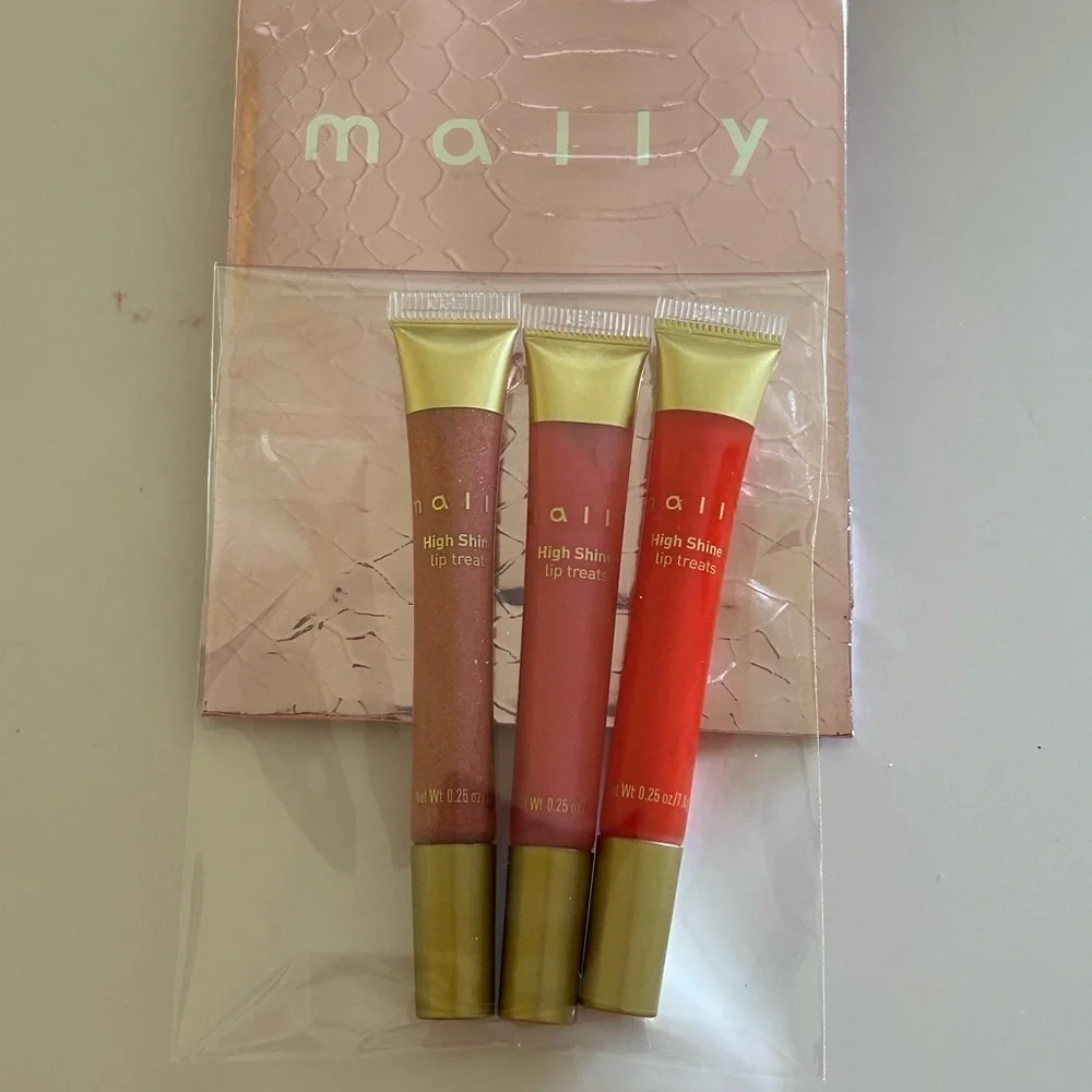 Mally Beauty High Shine Lip Treats (LOT OF 3 + Gift Bag) NEW / STOCKING STUFFERS